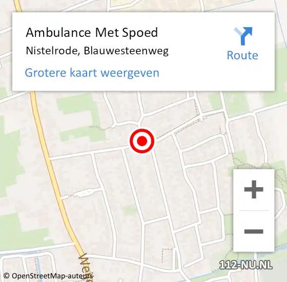 Locatie op kaart van de 112 melding: Ambulance Met Spoed Naar Nistelrode, Blauwesteenweg op 24 september 2018 02:21