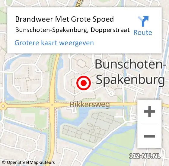 Locatie op kaart van de 112 melding: Brandweer Met Grote Spoed Naar Bunschoten-Spakenburg, Dopperstraat op 24 september 2018 02:32