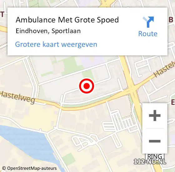 Locatie op kaart van de 112 melding: Ambulance Met Grote Spoed Naar Eindhoven, Sportlaan op 24 september 2018 03:28