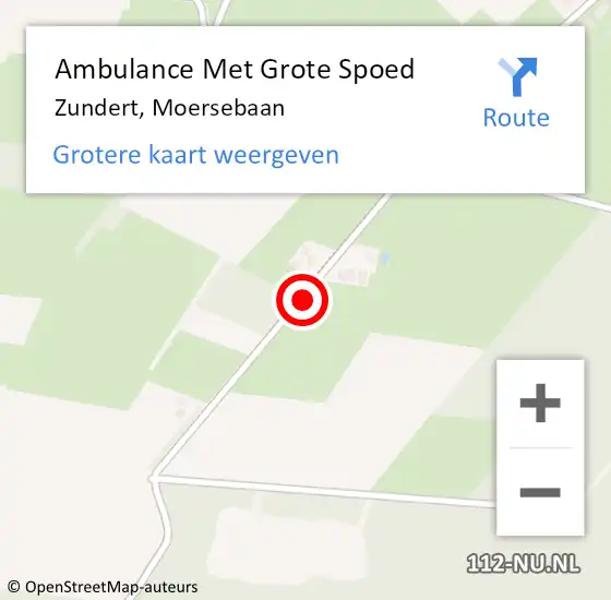 Locatie op kaart van de 112 melding: Ambulance Met Grote Spoed Naar Zundert, Moersebaan op 24 september 2018 03:40