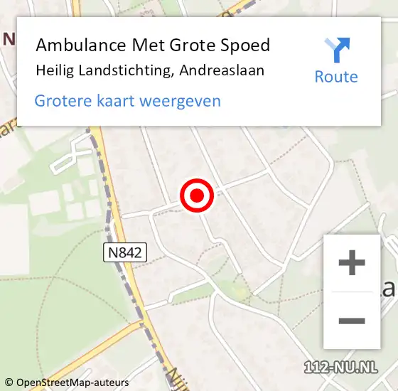 Locatie op kaart van de 112 melding: Ambulance Met Grote Spoed Naar Heilig Landstichting, Andreaslaan op 24 september 2018 04:38