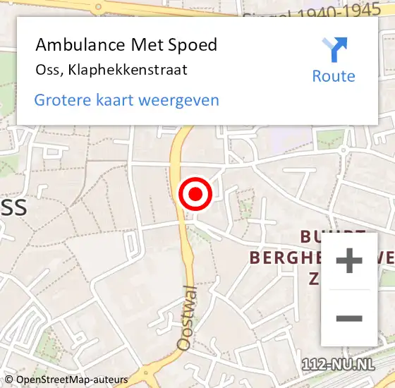 Locatie op kaart van de 112 melding: Ambulance Met Spoed Naar Oss, Klaphekkenstraat op 24 september 2018 06:27