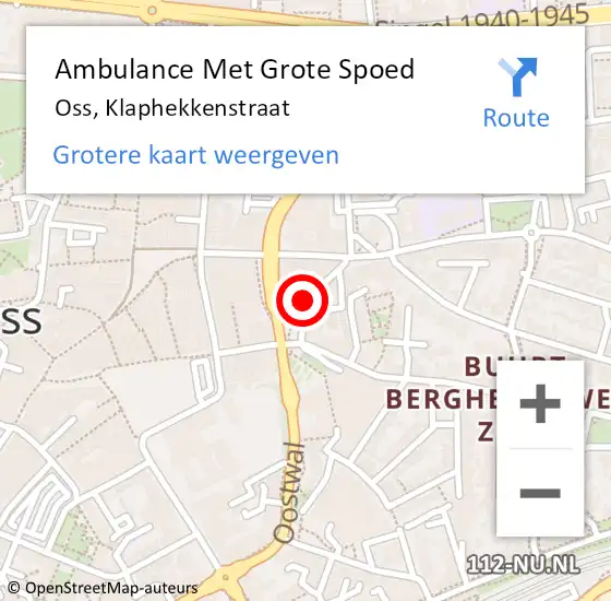 Locatie op kaart van de 112 melding: Ambulance Met Grote Spoed Naar Oss, Klaphekkenstraat op 24 september 2018 06:47