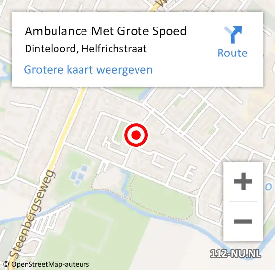 Locatie op kaart van de 112 melding: Ambulance Met Grote Spoed Naar Dinteloord, Helfrichstraat op 24 september 2018 07:21