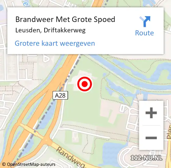 Locatie op kaart van de 112 melding: Brandweer Met Grote Spoed Naar Leusden, Driftakkerweg op 10 maart 2014 02:25