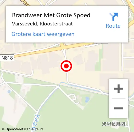 Locatie op kaart van de 112 melding: Brandweer Met Grote Spoed Naar Varsseveld, Kloosterstraat op 24 september 2018 07:43