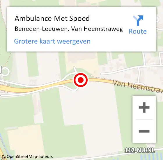 Locatie op kaart van de 112 melding: Ambulance Met Spoed Naar Beneden-Leeuwen, Van Heemstraweg op 24 september 2018 07:51