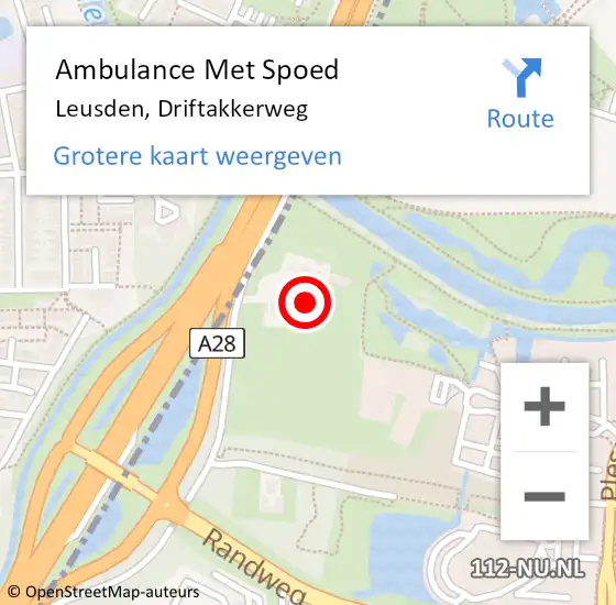 Locatie op kaart van de 112 melding: Ambulance Met Spoed Naar Leusden, Driftakkerweg op 10 maart 2014 02:28