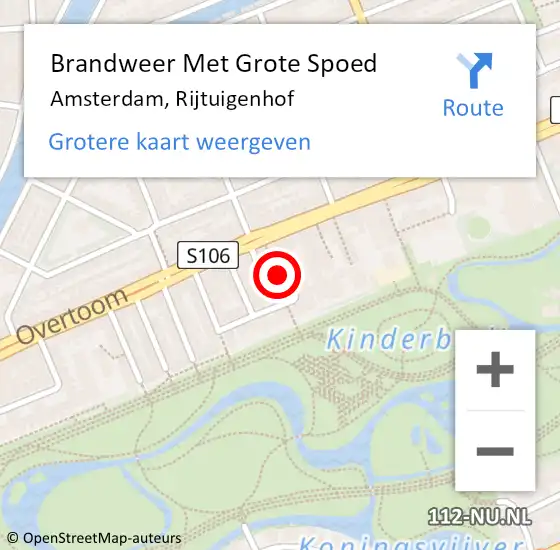 Locatie op kaart van de 112 melding: Brandweer Met Grote Spoed Naar Amsterdam, Rijtuigenhof op 24 september 2018 08:03