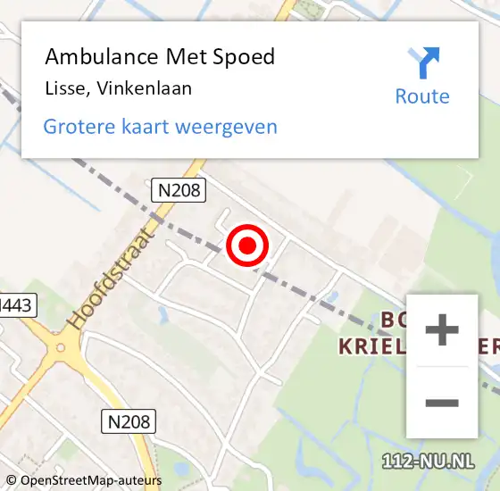 Locatie op kaart van de 112 melding: Ambulance Met Spoed Naar Lisse, Vinkenlaan op 24 september 2018 08:11