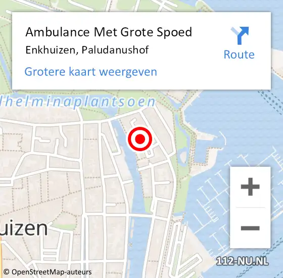 Locatie op kaart van de 112 melding: Ambulance Met Grote Spoed Naar Enkhuizen, Paludanushof op 24 september 2018 08:15