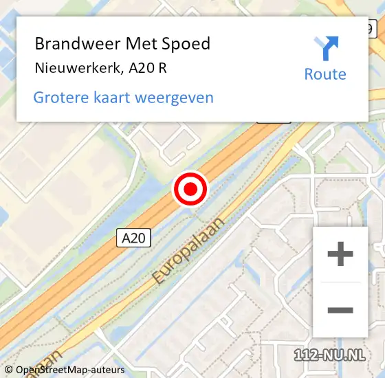Locatie op kaart van de 112 melding: Brandweer Met Spoed Naar Nieuwerkerk, A20 R hectometerpaal: 42,9 op 24 september 2018 08:25