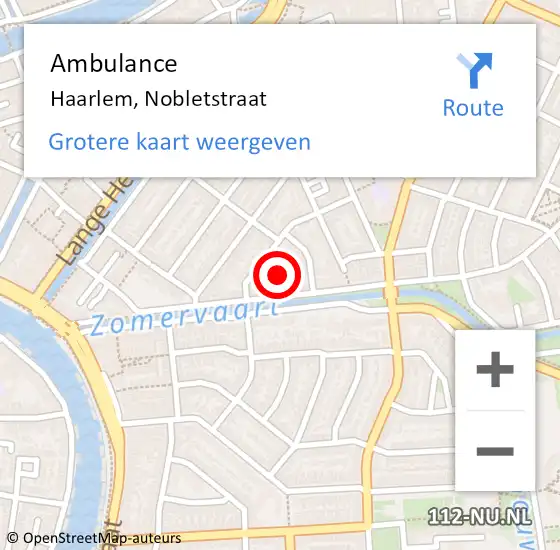 Locatie op kaart van de 112 melding: Ambulance Haarlem, Nobletstraat op 24 september 2018 08:31