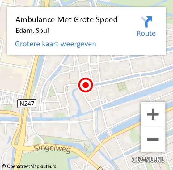 Locatie op kaart van de 112 melding: Ambulance Met Grote Spoed Naar Edam, Spui op 24 september 2018 09:07