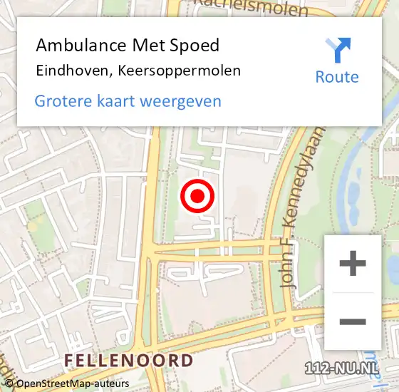 Locatie op kaart van de 112 melding: Ambulance Met Spoed Naar Eindhoven, Keersoppermolen op 24 september 2018 09:36