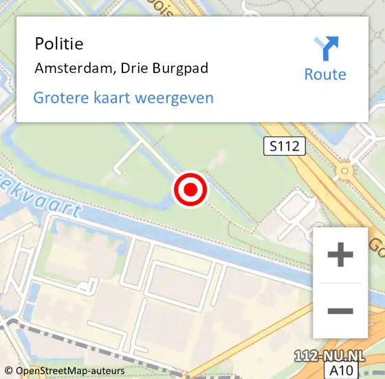 Locatie op kaart van de 112 melding: Politie Amsterdam, Drie Burgpad op 24 september 2018 10:08