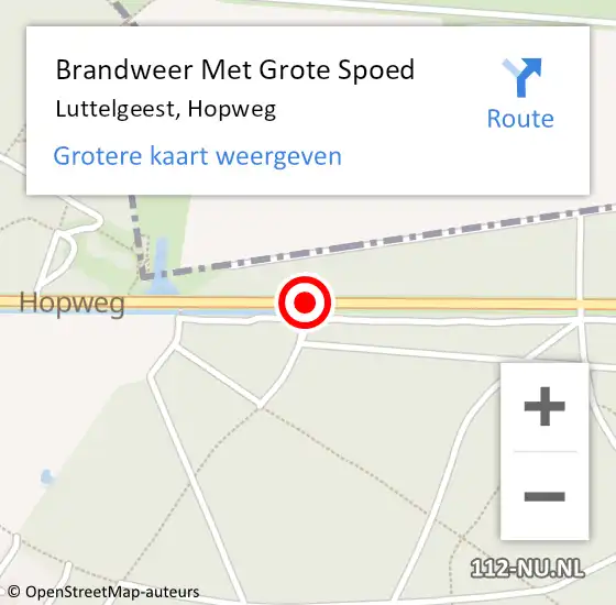 Locatie op kaart van de 112 melding: Brandweer Met Grote Spoed Naar Luttelgeest, Hopweg op 24 september 2018 10:14