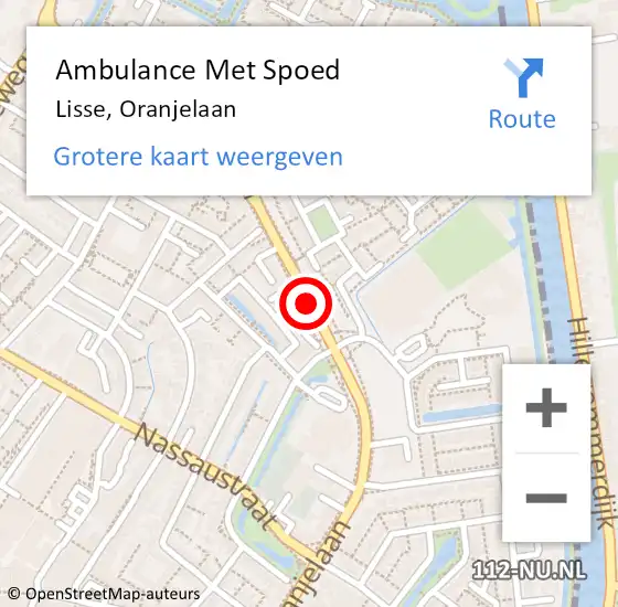 Locatie op kaart van de 112 melding: Ambulance Met Spoed Naar Lisse, Oranjelaan op 24 september 2018 10:27