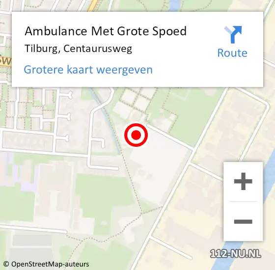 Locatie op kaart van de 112 melding: Ambulance Met Grote Spoed Naar Tilburg, Centaurusweg op 24 september 2018 10:34