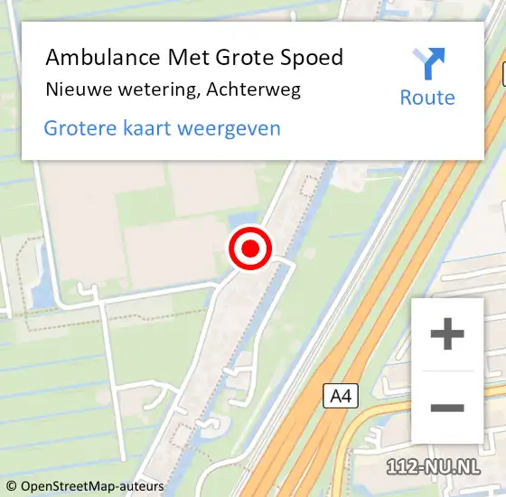 Locatie op kaart van de 112 melding: Ambulance Met Grote Spoed Naar Nieuwe Wetering, Achterweg op 24 september 2018 11:13