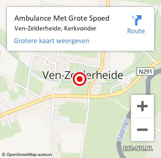 Locatie op kaart van de 112 melding: Ambulance Met Grote Spoed Naar Ven-Zelderheide, Kerkvonder op 24 september 2018 12:11