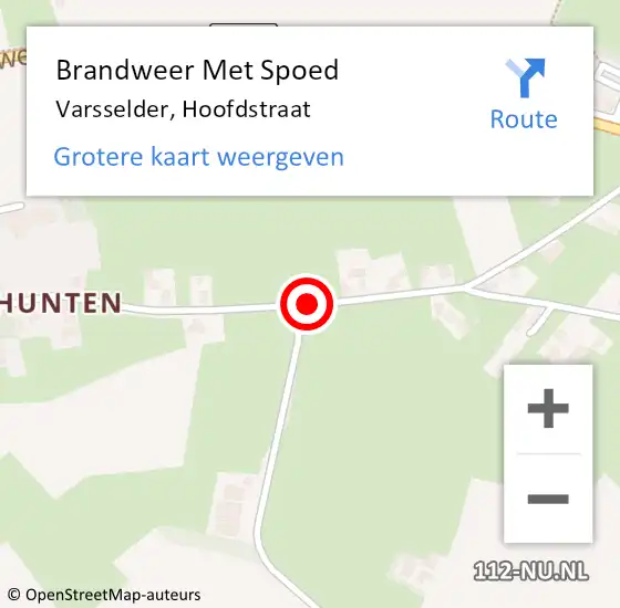 Locatie op kaart van de 112 melding: Brandweer Met Spoed Naar Varsselder, Hoofdstraat op 24 september 2018 12:17