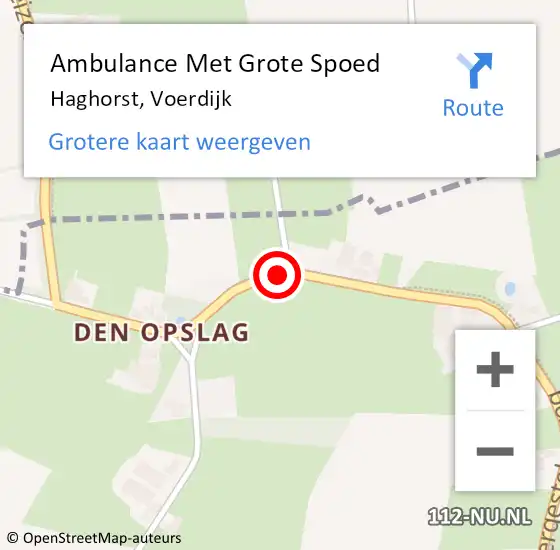 Locatie op kaart van de 112 melding: Ambulance Met Grote Spoed Naar Haghorst, Voerdijk op 24 september 2018 12:18