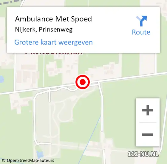 Locatie op kaart van de 112 melding: Ambulance Met Spoed Naar Nijkerk, Prinsenweg op 24 september 2018 12:23