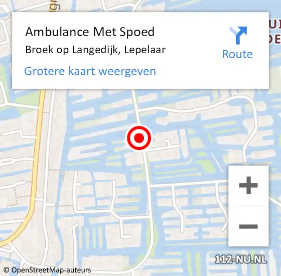 Locatie op kaart van de 112 melding: Ambulance Met Spoed Naar Broek op Langedijk, Lepelaar op 24 september 2018 12:36