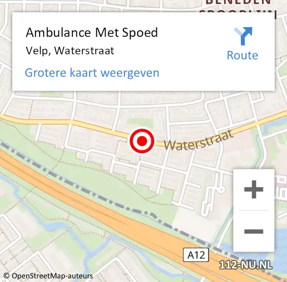Locatie op kaart van de 112 melding: Ambulance Met Spoed Naar Velp, Waterstraat op 24 september 2018 13:02