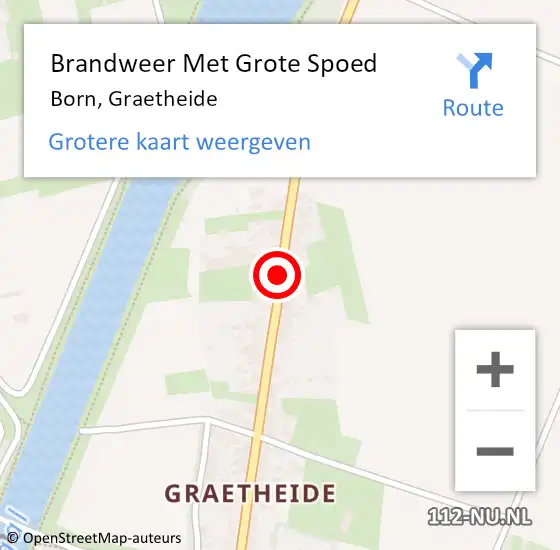 Locatie op kaart van de 112 melding: Brandweer Met Grote Spoed Naar Born, Graetheide op 24 september 2018 13:08