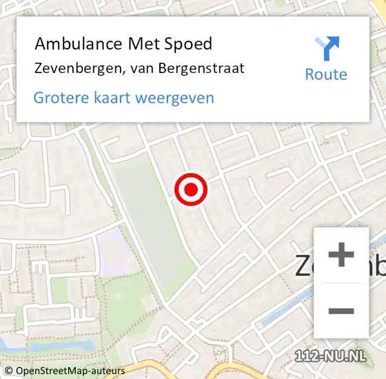 Locatie op kaart van de 112 melding: Ambulance Met Spoed Naar Zevenbergen, van Bergenstraat op 24 september 2018 13:10