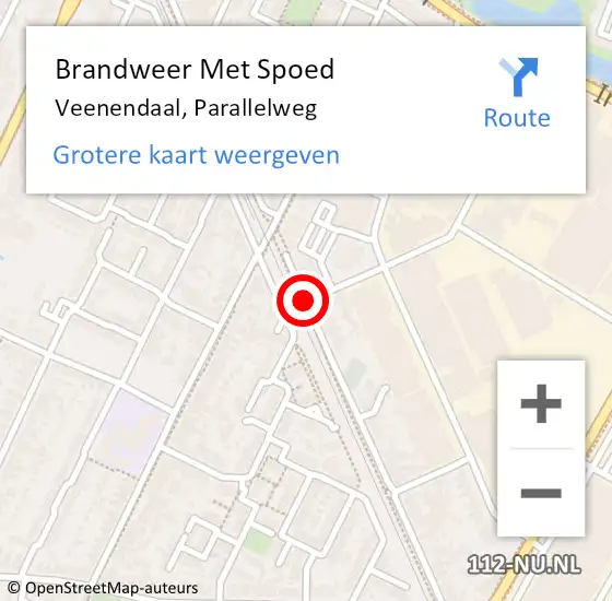 Locatie op kaart van de 112 melding: Brandweer Met Spoed Naar Veenendaal, Parallelweg op 24 september 2018 13:16