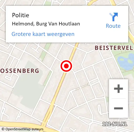 Locatie op kaart van de 112 melding: Politie Helmond, Burgemeester Van Houtlaan op 24 september 2018 13:26