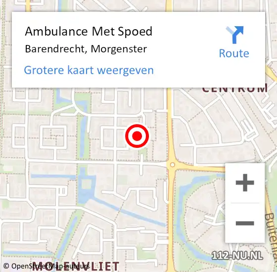 Locatie op kaart van de 112 melding: Ambulance Met Spoed Naar Barendrecht, Morgenster op 24 september 2018 14:00