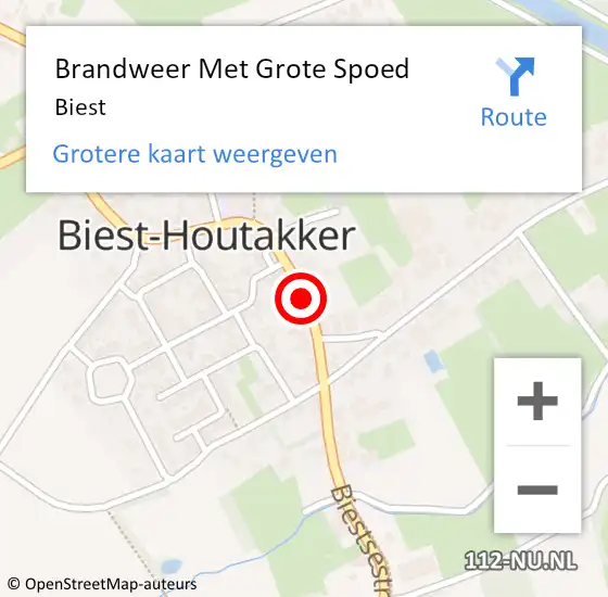 Locatie op kaart van de 112 melding: Brandweer Met Grote Spoed Naar Biest op 10 maart 2014 05:14