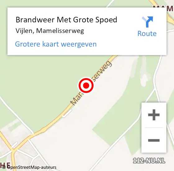 Locatie op kaart van de 112 melding: Brandweer Met Grote Spoed Naar Vijlen, Mamelisserweg op 24 september 2018 15:04