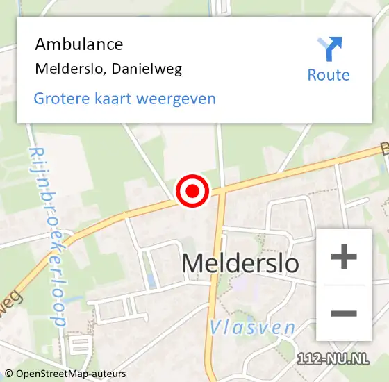 Locatie op kaart van de 112 melding: Ambulance Melderslo, Danielweg op 24 september 2013 22:01