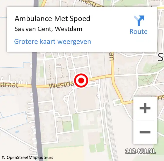 Locatie op kaart van de 112 melding: Ambulance Met Spoed Naar Sas van Gent, Westdam op 24 september 2018 15:41