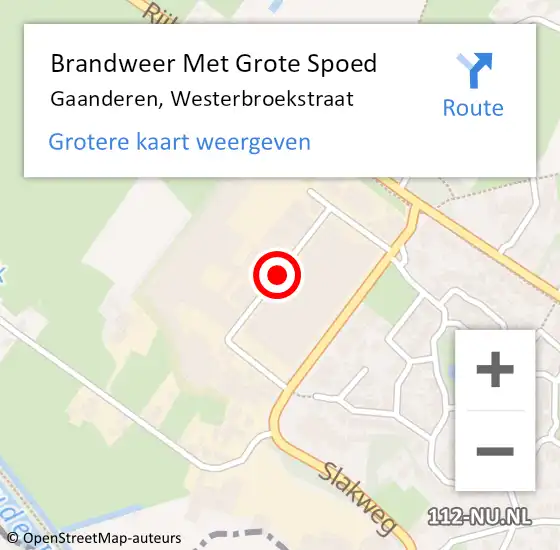 Locatie op kaart van de 112 melding: Brandweer Met Grote Spoed Naar Gaanderen, Westerbroekstraat op 24 september 2018 15:56