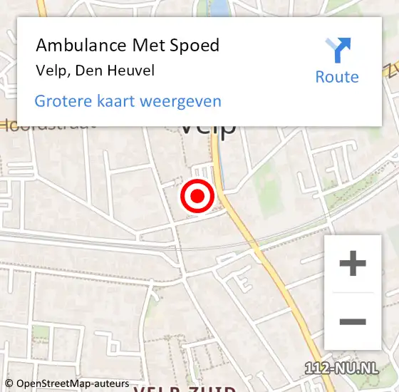 Locatie op kaart van de 112 melding: Ambulance Met Spoed Naar Velp, Den Heuvel op 24 september 2018 15:58