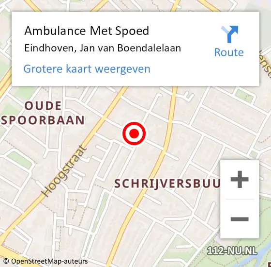 Locatie op kaart van de 112 melding: Ambulance Met Spoed Naar Eindhoven, Jan van Boendalelaan op 24 september 2018 16:04