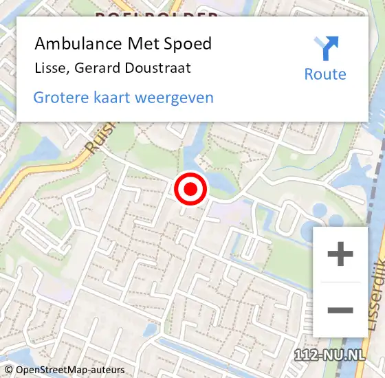 Locatie op kaart van de 112 melding: Ambulance Met Spoed Naar Lisse, Gerard Doustraat op 24 september 2018 16:04