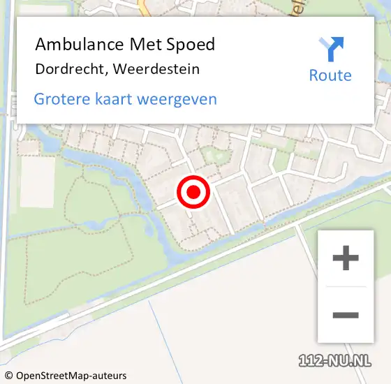 Locatie op kaart van de 112 melding: Ambulance Met Spoed Naar Dordrecht, Weerdestein op 24 september 2018 16:05