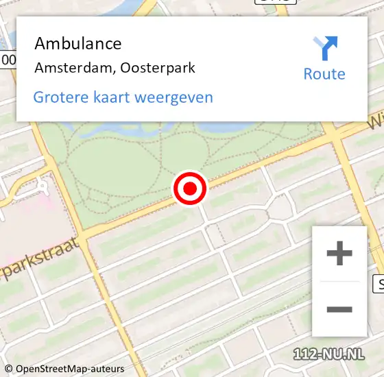 Locatie op kaart van de 112 melding: Ambulance Amsterdam, Oosterpark op 24 september 2018 16:06