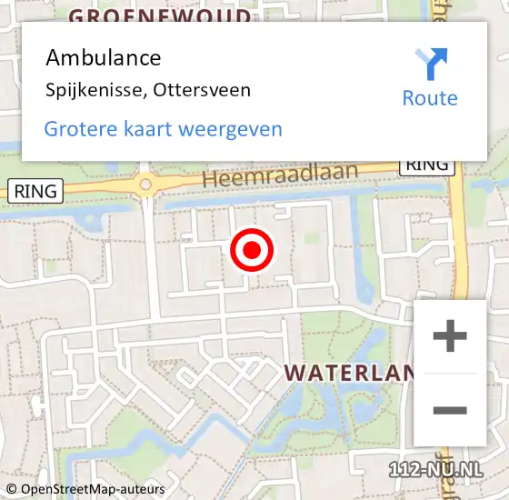 Locatie op kaart van de 112 melding: Ambulance Spijkenisse, Ottersveen op 24 september 2018 16:08