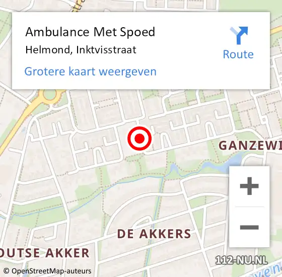 Locatie op kaart van de 112 melding: Ambulance Met Spoed Naar Helmond, Inktvisstraat op 24 september 2018 16:34