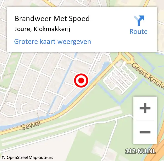 Locatie op kaart van de 112 melding: Brandweer Met Spoed Naar Joure, Klokmakkerij op 24 september 2018 16:50