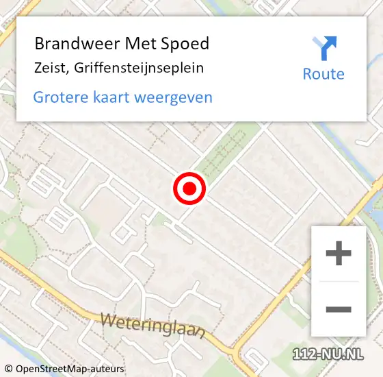 Locatie op kaart van de 112 melding: Brandweer Met Spoed Naar Zeist, Griffensteijnseplein op 24 september 2013 22:04