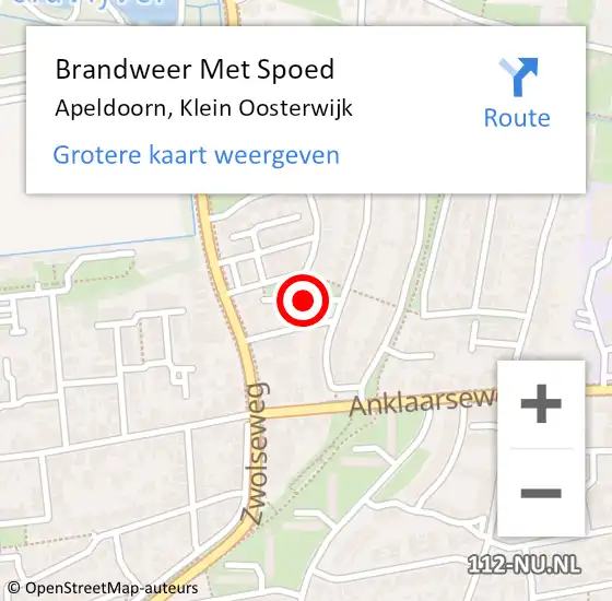 Locatie op kaart van de 112 melding: Brandweer Met Spoed Naar Apeldoorn, Klein Oosterwijk op 24 september 2018 17:57